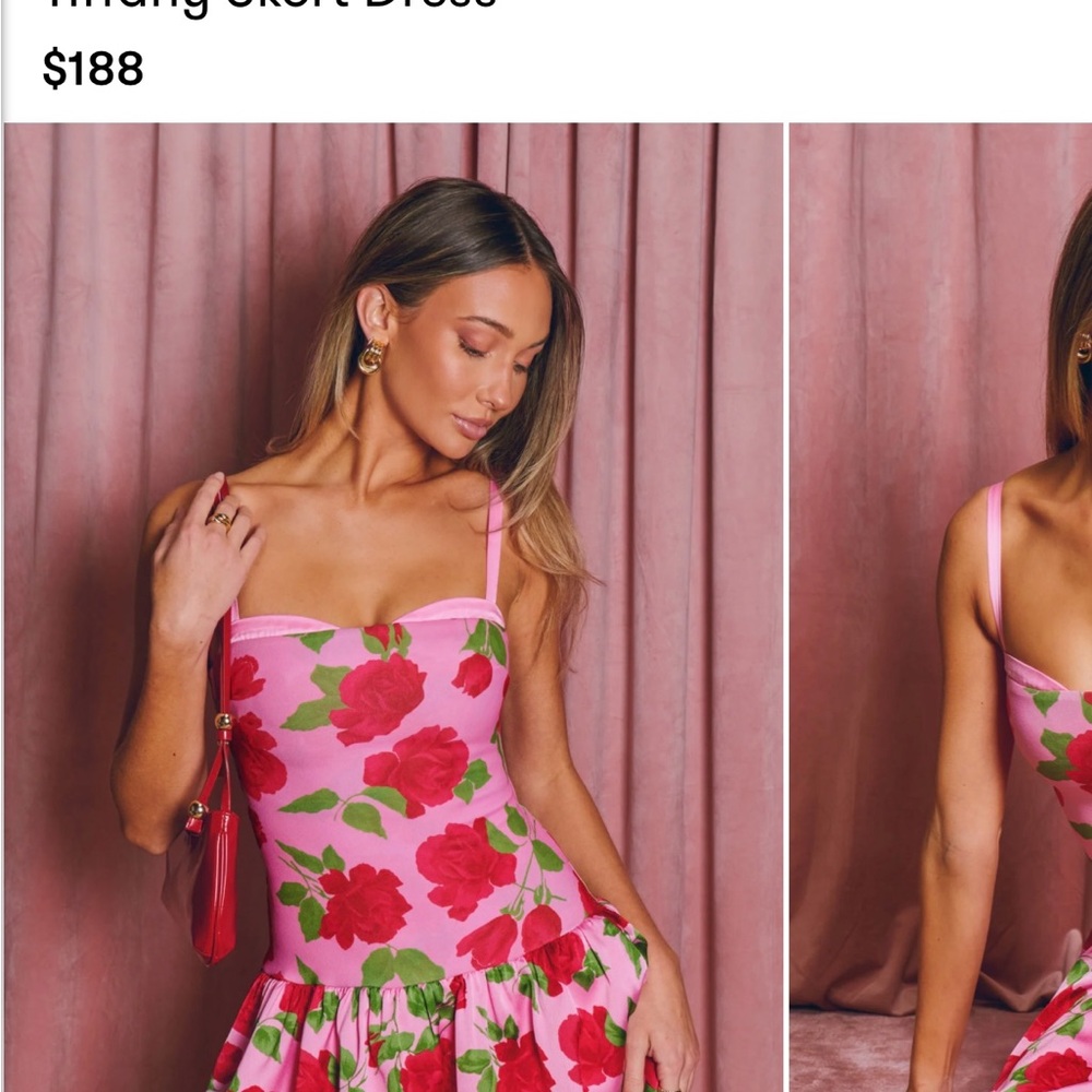 Show Me Your MuMu Pink and Red Ruffled Tiered Mini Dress